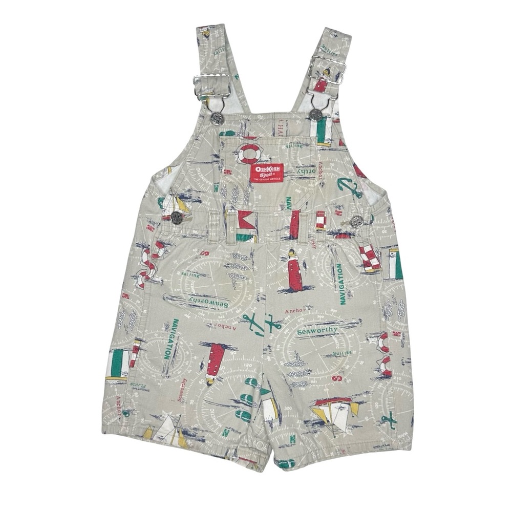 Vintage Oshkosh Nautical Navigation Shorts Overalls